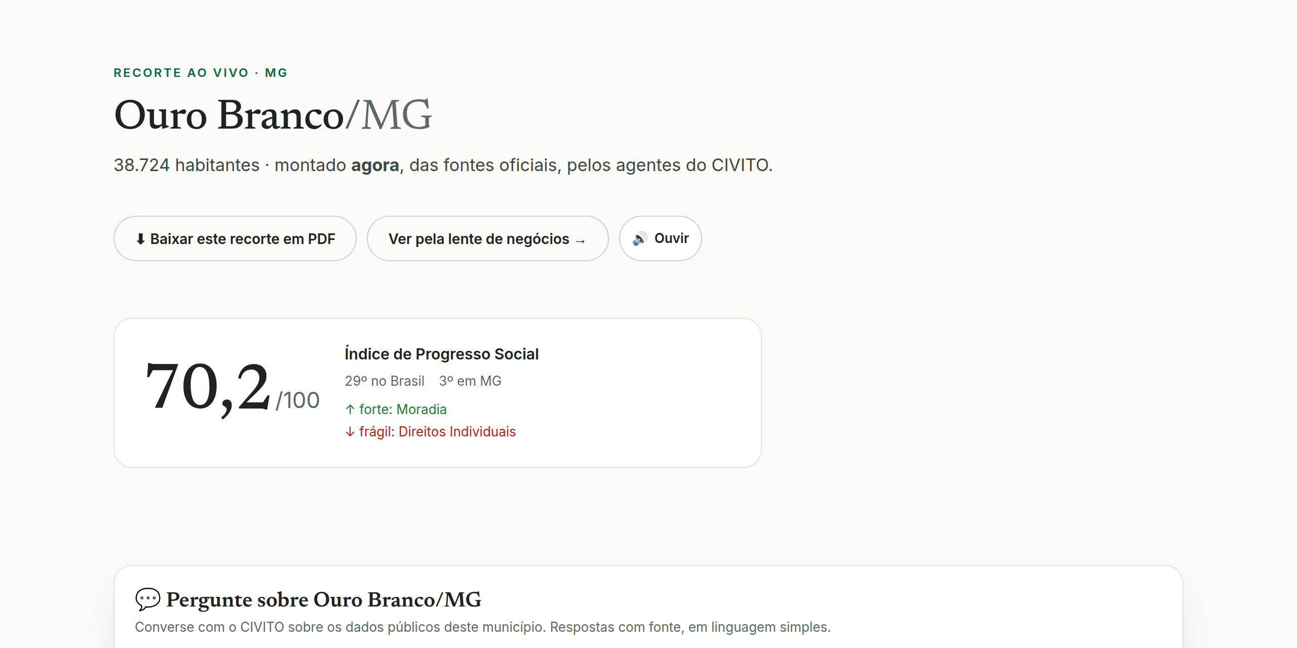 Interface real da linha Pólis